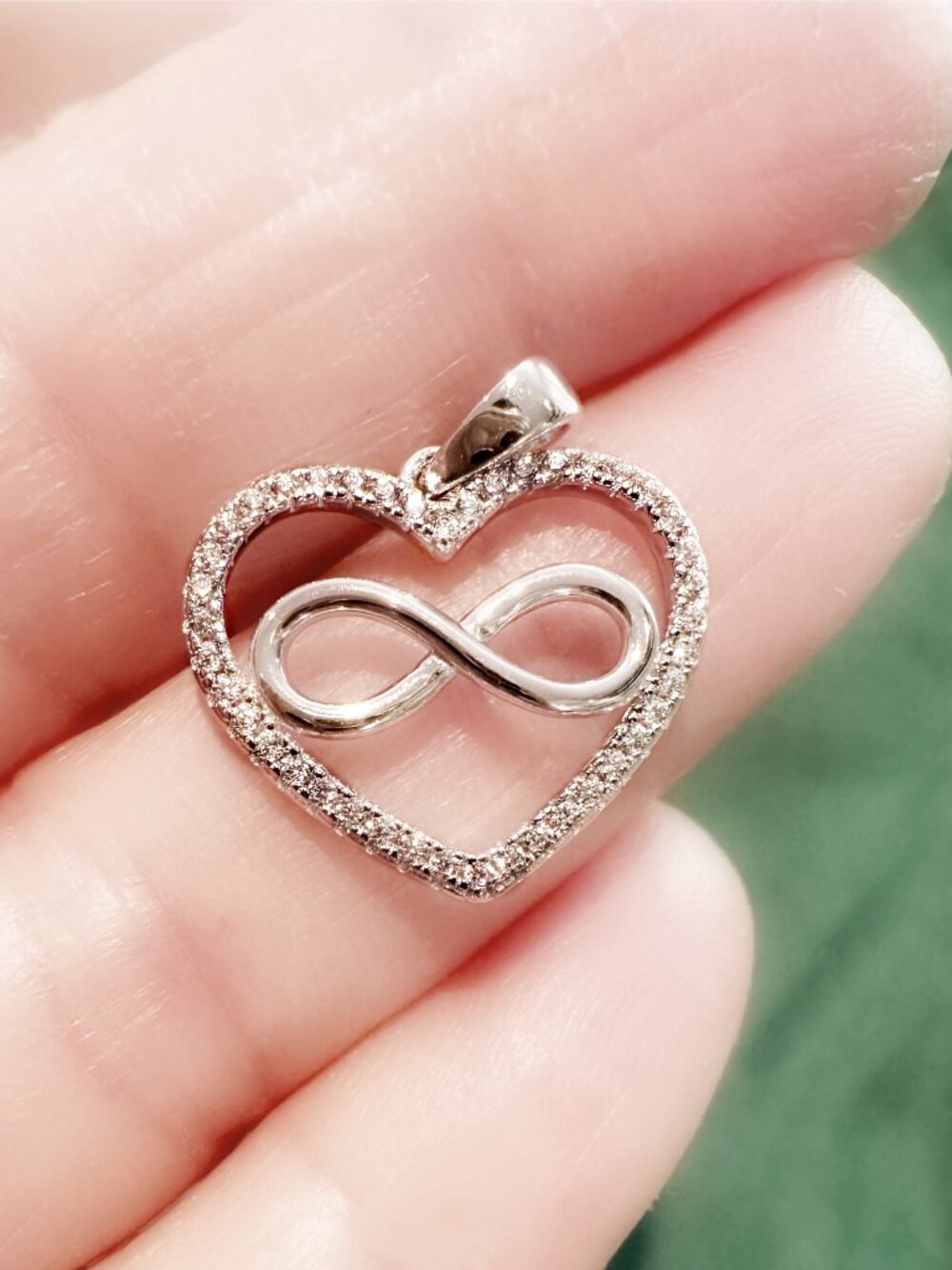 925 CZ Heart  Infinity Pendant, Forever Love Pendant